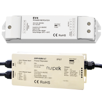 Amplificadores  de señal PWM para tiras led de tensión constante AMP-RGBW-EV4 y AMP-RGBW-IP67 SERIE AMP
