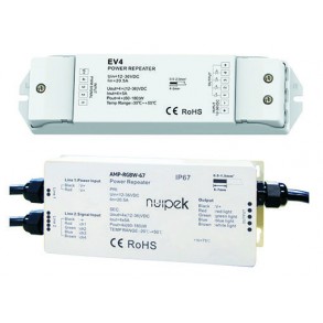 Amplificadores  de señal PWM para tiras led de tensión constante AMP-RGBW-EV4 y AMP-RGBW-IP67 SERIE AMP